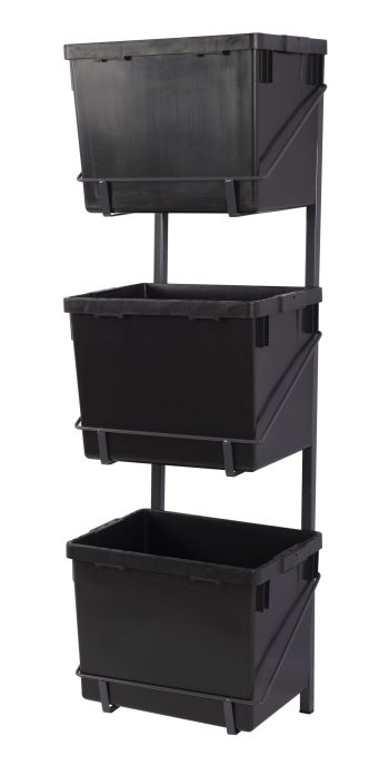 Seinäteline 3x21 L laatikoille